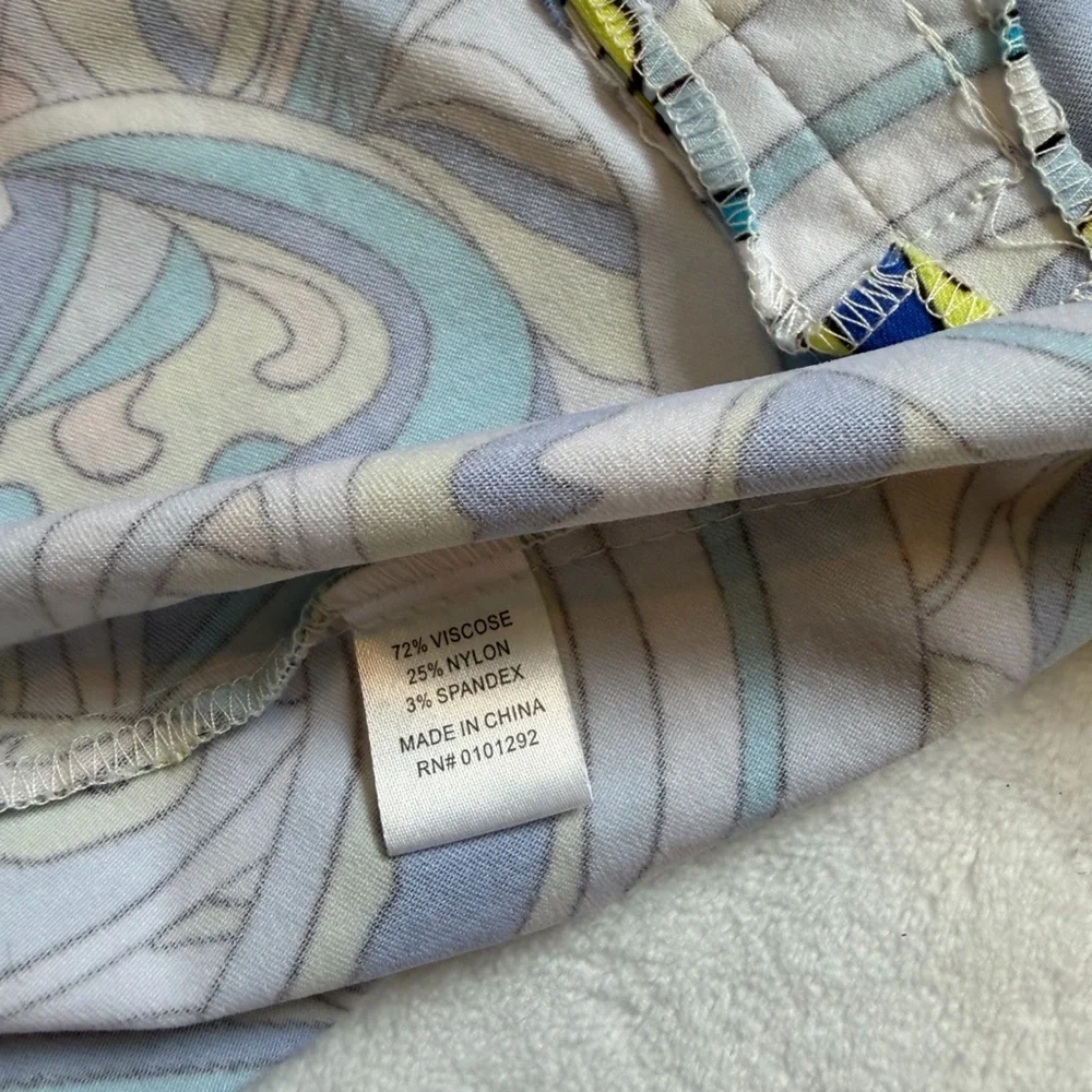 Lulu-B Size 4 Blue & Yellow Psychedelic Print Skort | Golf Resort Stretch Skirt